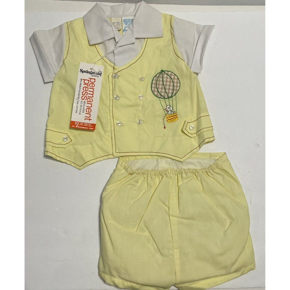 Vtg NOS 1970s Era Baby Boys 2pc Cradle Togs Rubber pants Built In  12M dog
